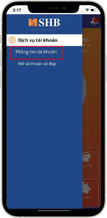 Bước 2: Chọn Thông tin tài khoản